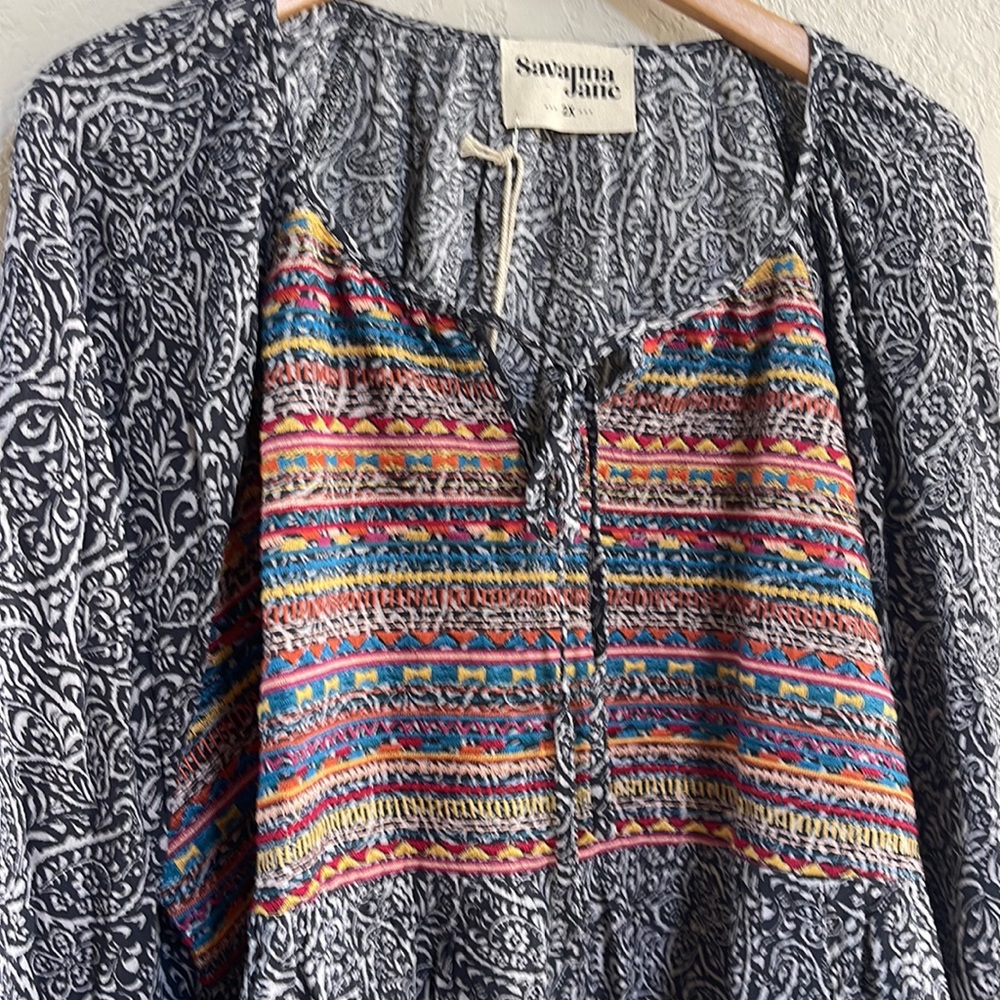 NWT Curvy Savanna Jane Boho Embroidered Top - Picture 6 of 9